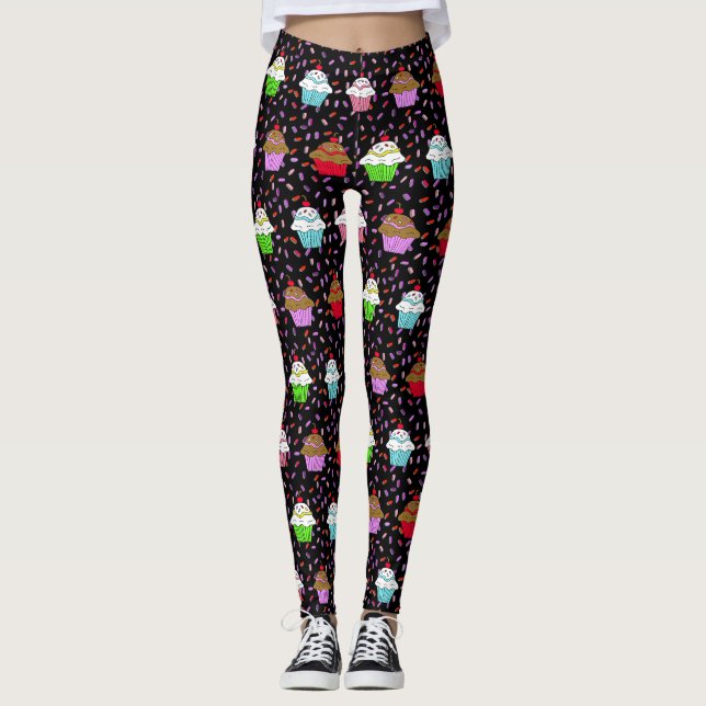 Leggings Cupcake Whimsical et arrosage de bonbons (Devant)