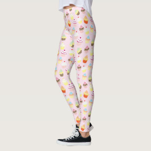 LEGGINGS CUPCAKES MOTIF ROSE