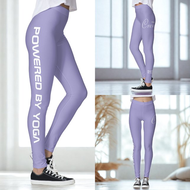 Leggings Custom Print Yoga Crew Pale Purple Lavender (Pale purple leggings. 3 views.)