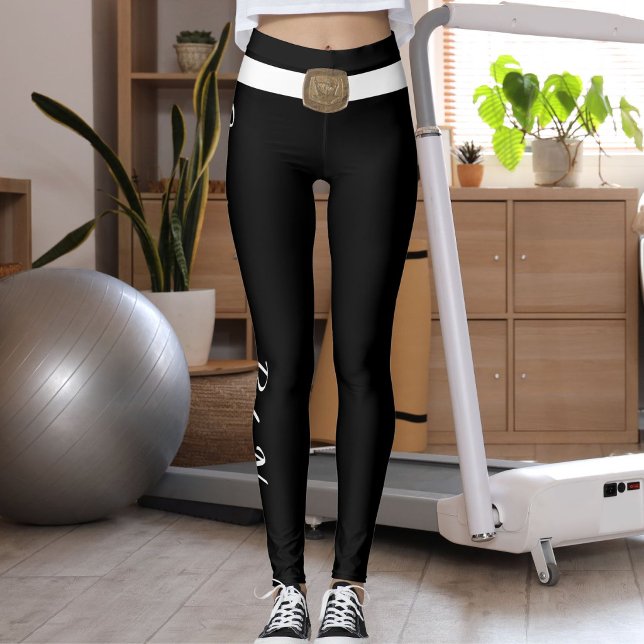 Leggings Customized Pet Lover Script Text Black And White  (Créateur téléchargé)