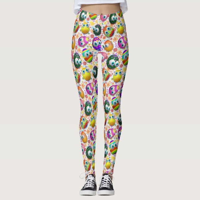 Leggings Cute and Funny Easter Eggs Cartoon (Devant)