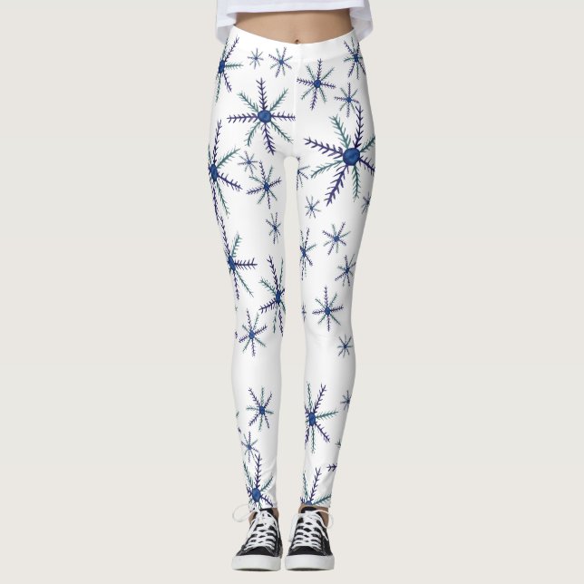 Leggings Cute aquarelle Snowflakes Leging (Devant)