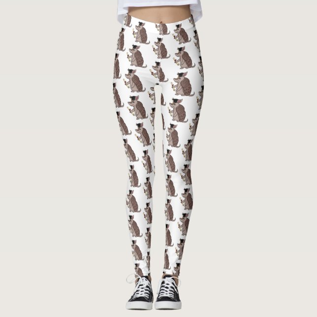 Leggings Cute armadillo avec dessin animé de la casquette d (Devant)
