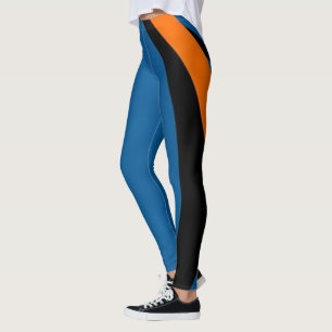 Leggings Cute Bright Orange, Bleu & Légendes Noires Femmes
