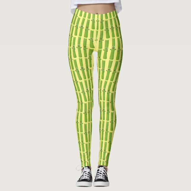 Leggings Cute céleri bâtons trio caricature légumes (Devant)
