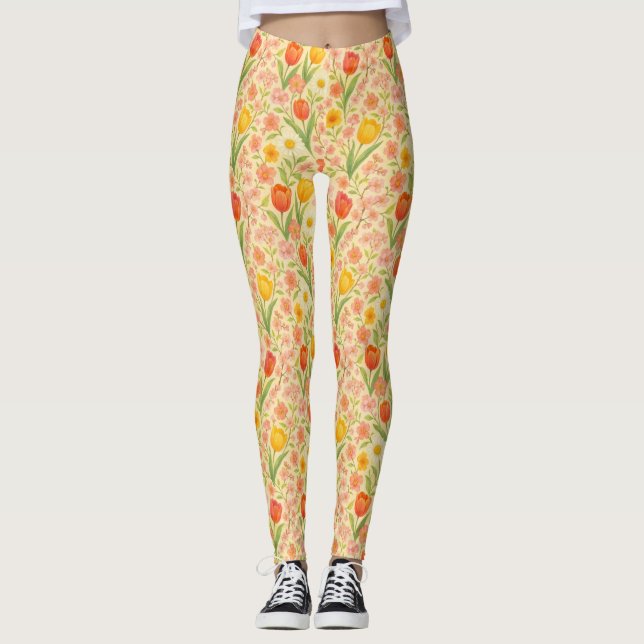 Leggings Cute Easter/spring patterned flowers (Devant)