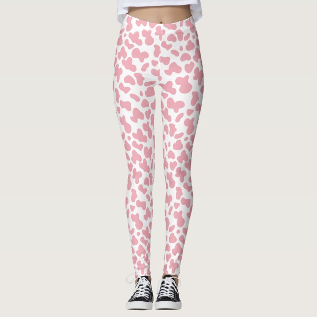 Leggings Cute fraise Motif des points de vache | Rose (Devant)