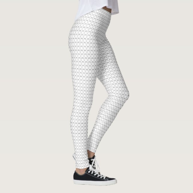 Leggings Cute Fun Chat Chevron Motif Noir Blanc (Droite)