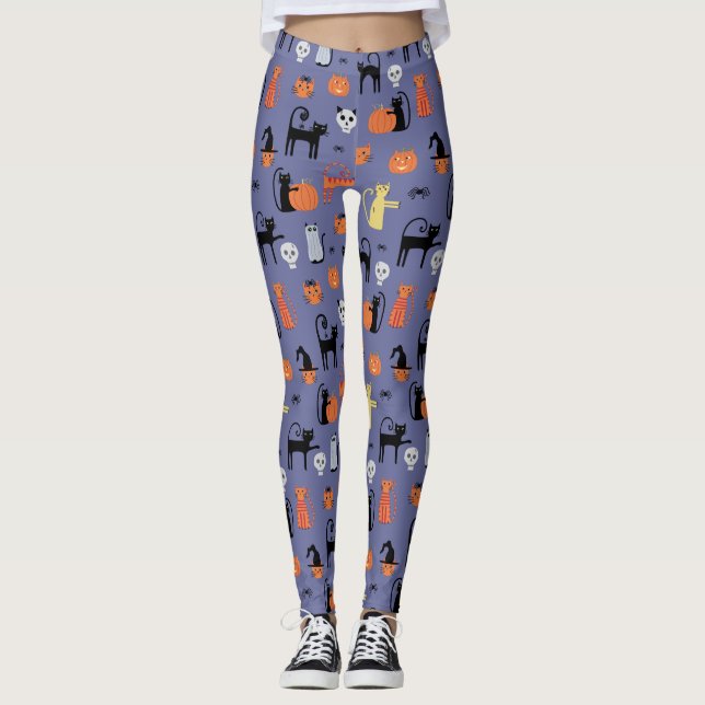 Leggings Cute Halloween Chat Éffrayant (Devant)