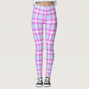 Leggings Cute Hannah Pink Frost Buffalo Check Plaid Motif