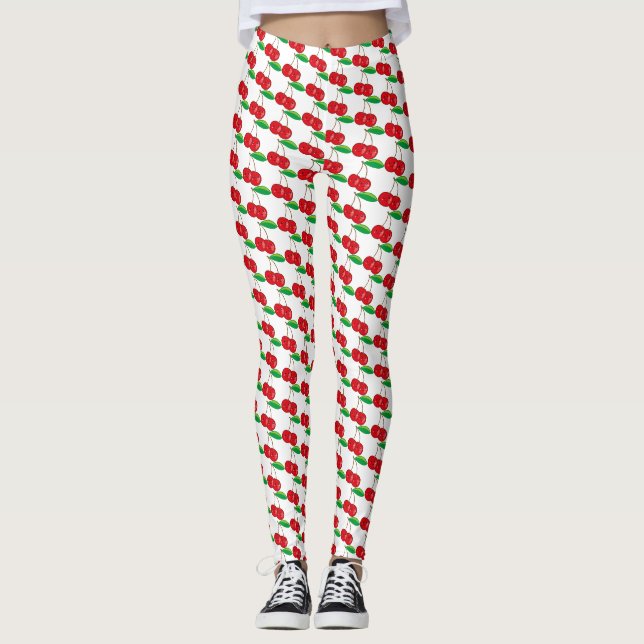 Leggings Cute Kawaii Cerises rouges Fruits d'été Enfants (Devant)