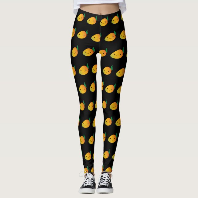 Leggings Cute Kawaii Mango souriant (Devant)