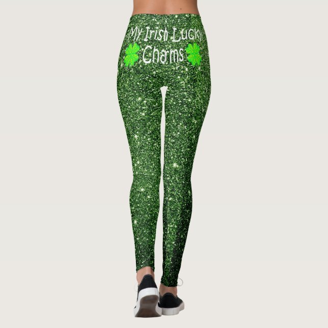 Leggings Cute Kiss My Lucky Charms parties scintillant vert (Dos)