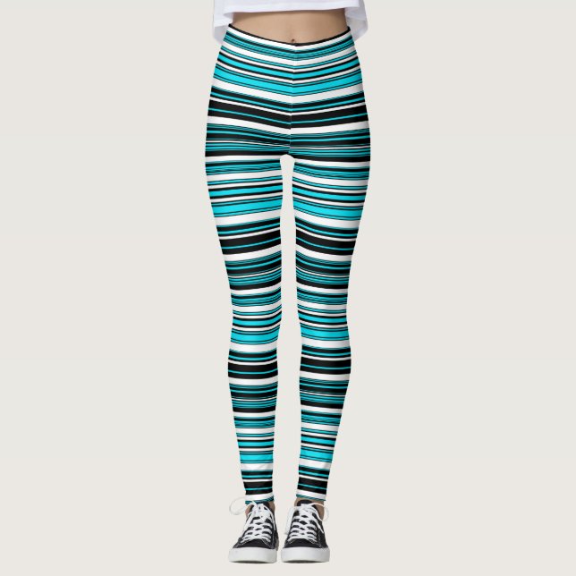 Leggings Cute noir blanc rayures aqua Coque-Mate iPhone cas (Devant)