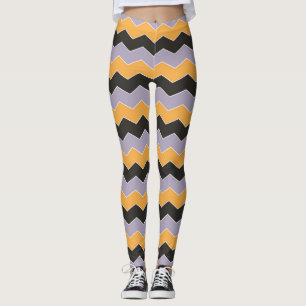 Leggings Cute orange blanc violet Motif Chevron Simple