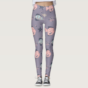Leggings Cute Pastel Motif de poissons tropicaux