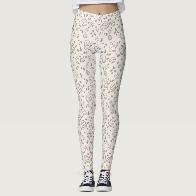 Leggings Cute Printemps Lapin de Pâques Motif Floral Chasse (Devant)