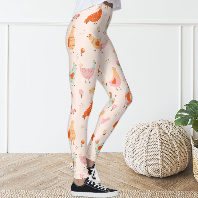 Leggings Cute Rose Bleu Hen Poulet Légendes Florales (Créateur téléchargé)