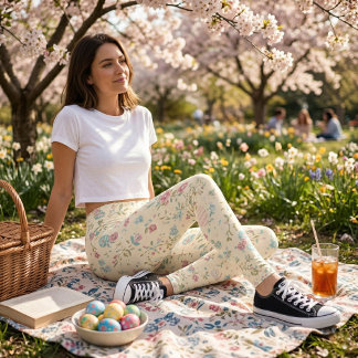 Leggings Cute Spring Floral Print - Pastel Ditsy Floral