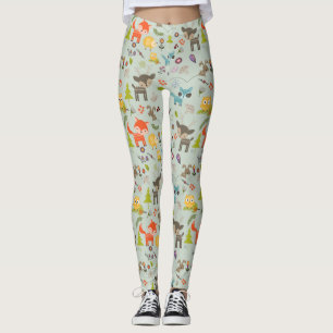 Leggings Cute Woodland Créatures Motif animal