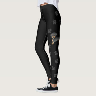 Leggings Dachshund à poil dur noir et feu & pattes