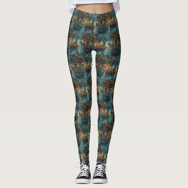 Leggings Dachshund Noël Festive Voyage (Devant)