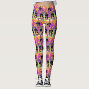 Leggings Dachshund noir et feu