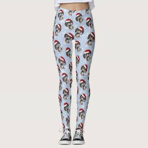 Leggings Dachshund tacheté Père Noël Noël Chien Vacances