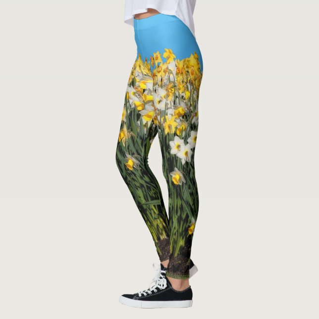 Leggings Daffodiles à deux tons étonnants Photographie flor (Gauche)