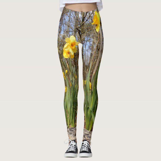 Leggings Daffodiles aux hérissons de Pâques (Devant)