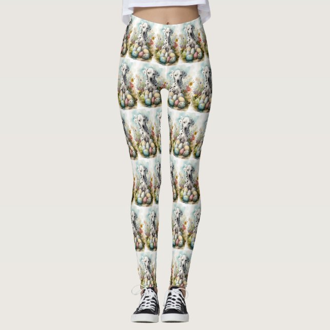 Leggings Dalmatien avec œufs de Pâques (Devant)
