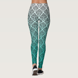 Leggings Damas noires sur blanc à vert ombre