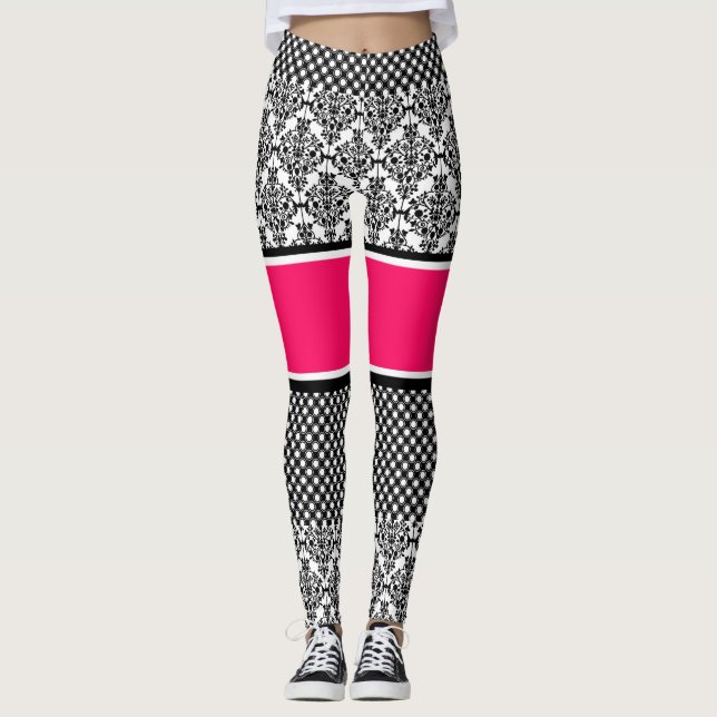 leggings damassés roses chauds (Devant)