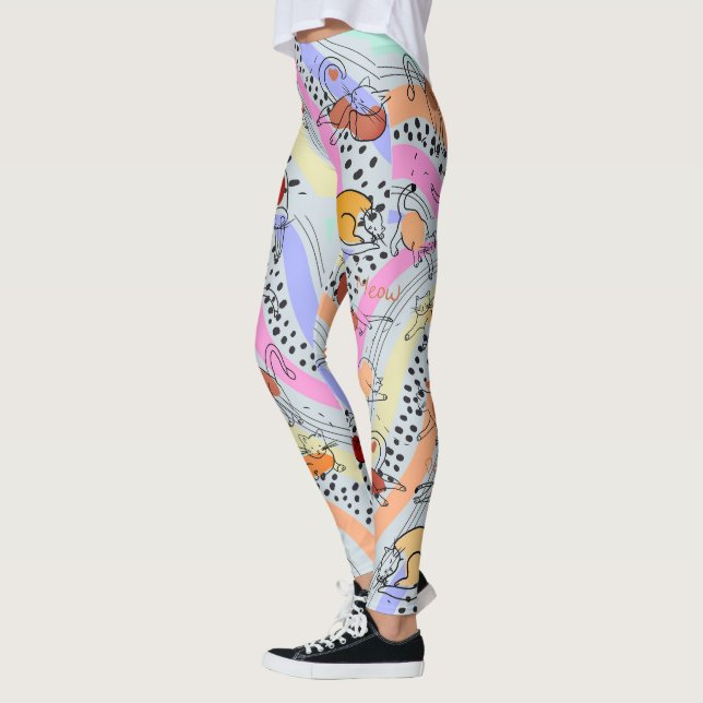Leggings Dame Abstraite Artsy avec pattes de chats (Gauche)