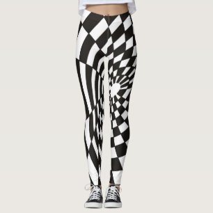 Leggings Damier déformé en noir et blanc