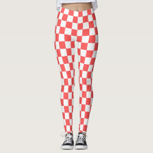 Leggings Damier rouge corail classique
