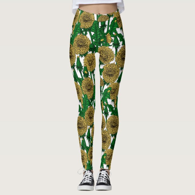 Leggings Dandelions sur blanc (Devant)