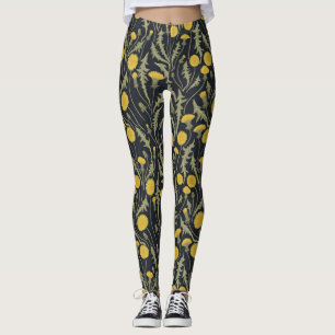 Leggings Dandelions, vert, jaune et noir