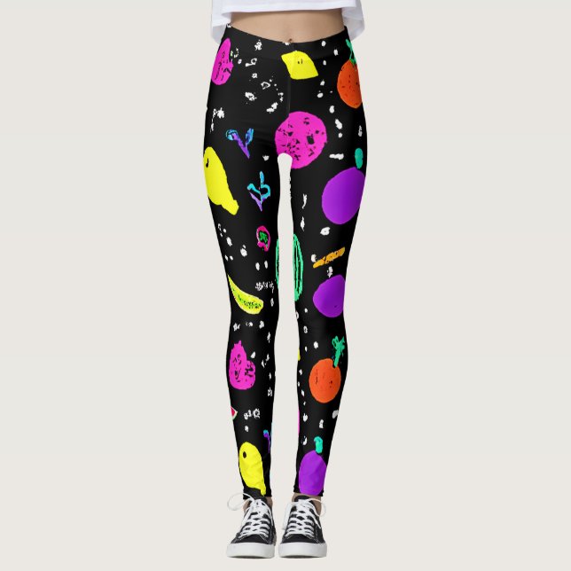 Leggings Danse énergique de fruits néons (Devant)