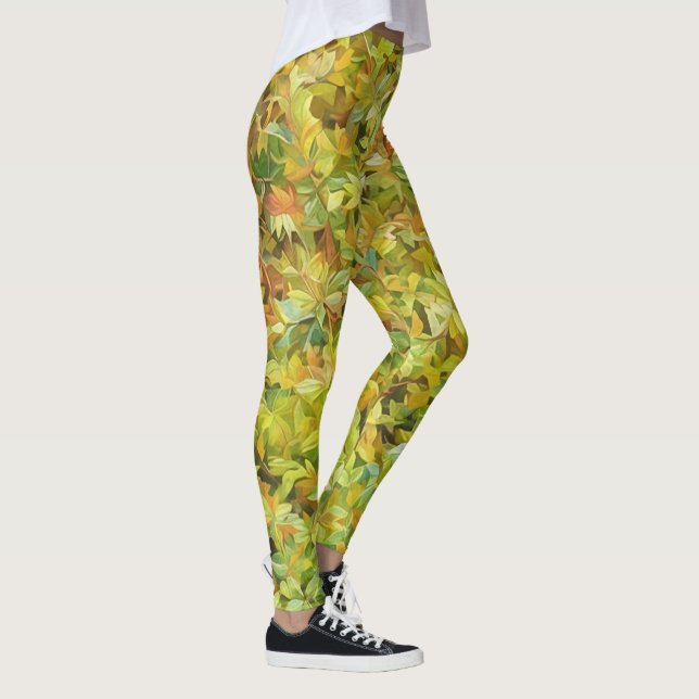 Leggings d'aquarelle Feuille verte (Droite)