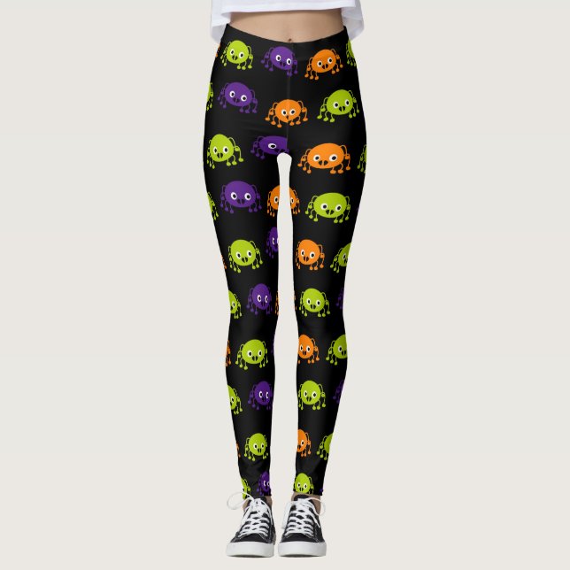 Leggings d'araignée multicolore Halloween (Devant)