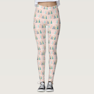 Leggings d'arbre de Noël rose Whimisical