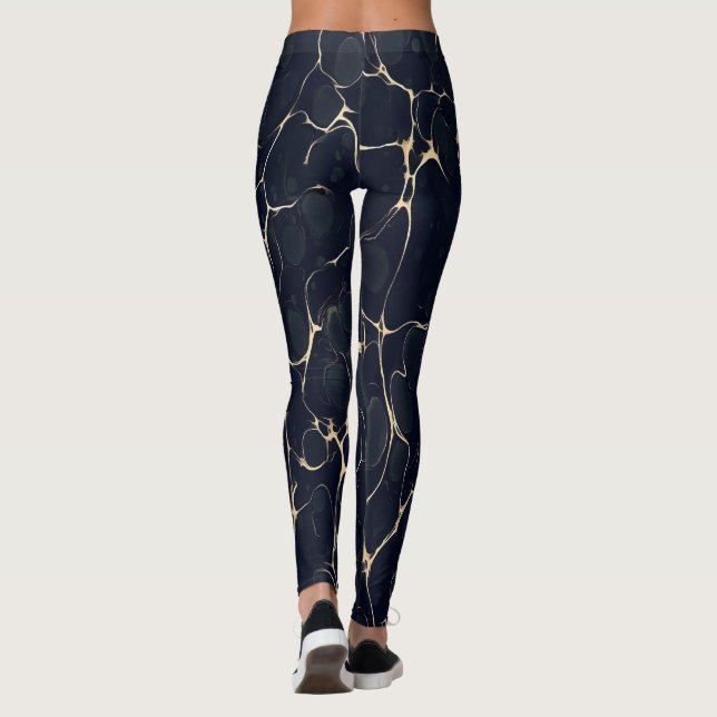 Leggings Dark Marble Pattern Abstract Alcohol Ink Style 1 (Dos)