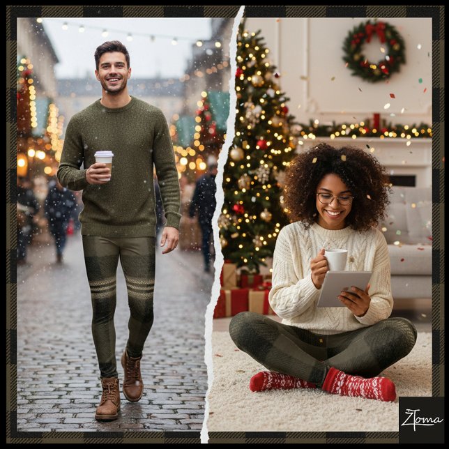 Leggings Dark Olive Black Muted Flannel Plaid (Créateur téléchargé)