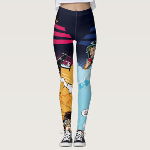 Leggings d'art de la bande dessinée Retro Flight