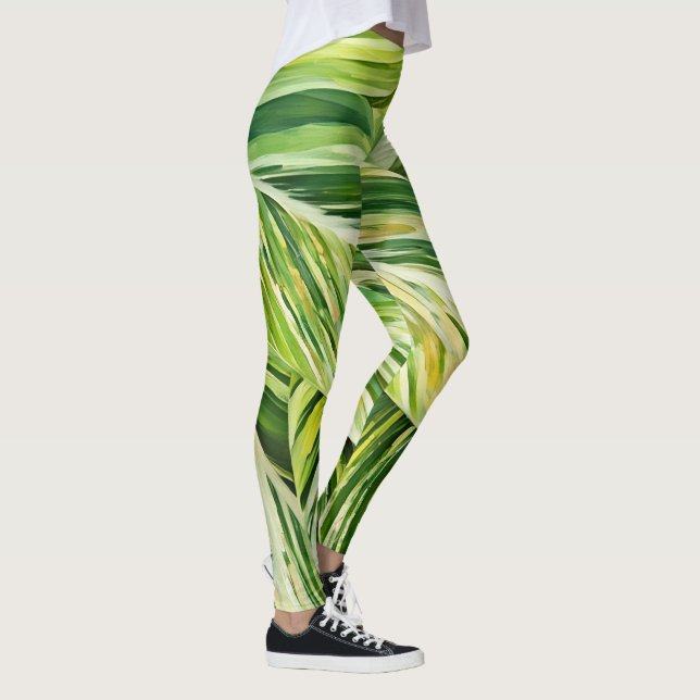 Leggings d'art Feuille tropicaux verts (Droite)
