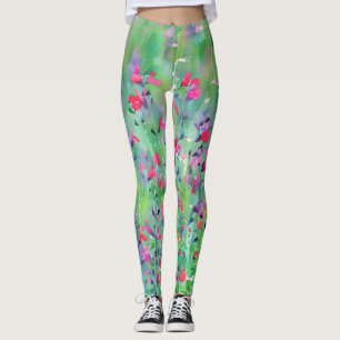 Leggings d'art Fleur sauvage rose