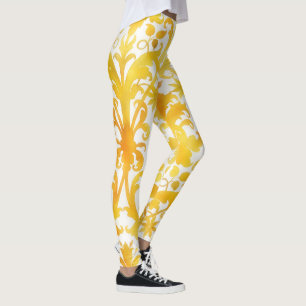 Leggings d'Art Jaune vintage Déco Motif or