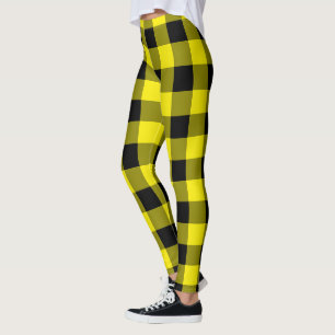 Leggings de chèques noirs et jaunes