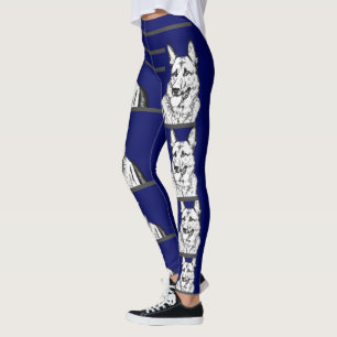 Leggings de chiens de berger allemands bleu marine